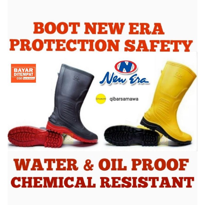 Sepatu Safety BOOT SERBAGUNA New Era Mancing Sawah, Kebun, Kolam, Pencucian Mobil Motor, Rumah Sakit, Kandang Ternak DLL.