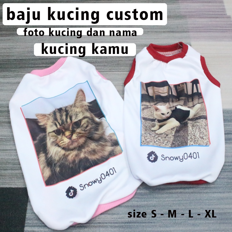 kaos sablon baju  kucing bisa custum nama dan foto kucing size S-M-L-XL Murah