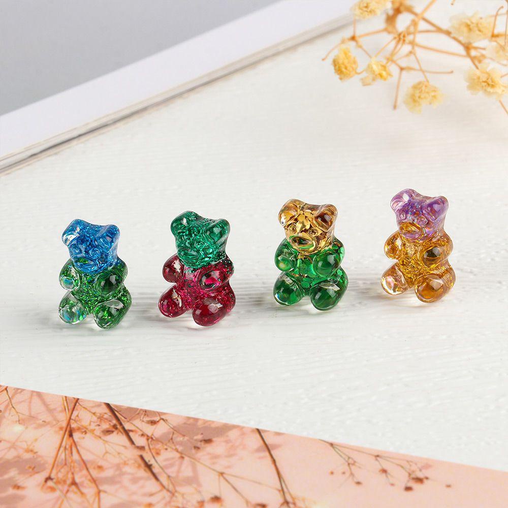 Lily 1PCs Lucu Glitter Beruang Patch Temuan Kalung Dekorasi Liontin Perhiasan Warna Resin Charms  ​