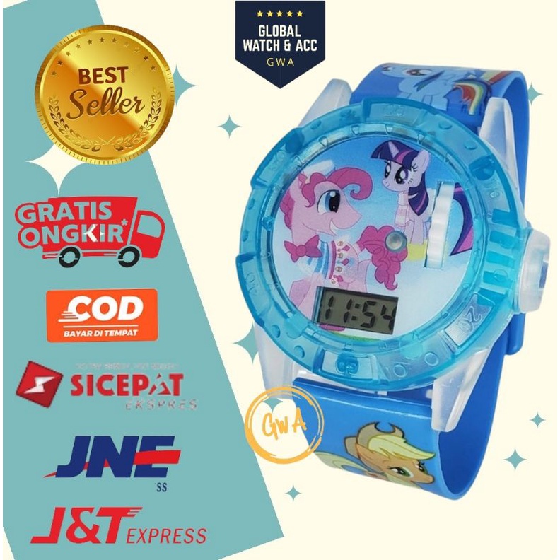 Jam tangan anak laser musik karakter Little pony