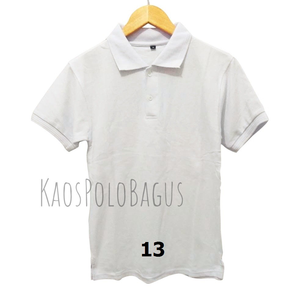 Kaos Polo Shirt Polos Bahan Lacoste Katun Gratis Ongkir Grosir Murah - Putih