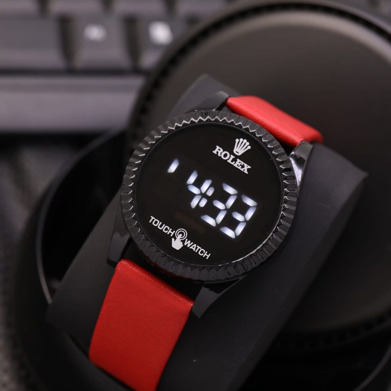 { COD } ready jam tangan fashion wanita/cewek rolex gerigi LED touchscreen case