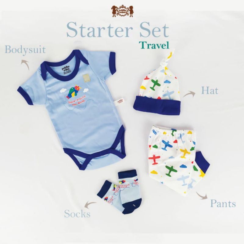 PETITE MIMI 4in1 Newborn Starter Set Baby Gift Set Jumper Bayi 0-6bln Boy