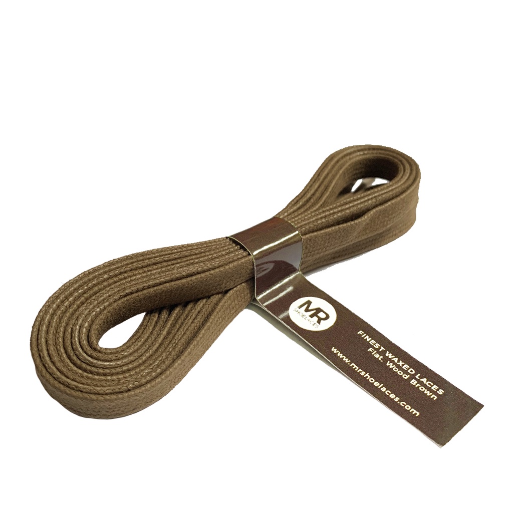 Original MR Shoelaces FE13 Wood Brown (Coklat Kayu) - Tali Sepatu Lilin 8mm Gepeng Flat Pipih (Waxed Laces) 90cm 100cm 120cm 150cm 200cm - untuk Sneakers - Premium Shoelace Premium Shoelaces