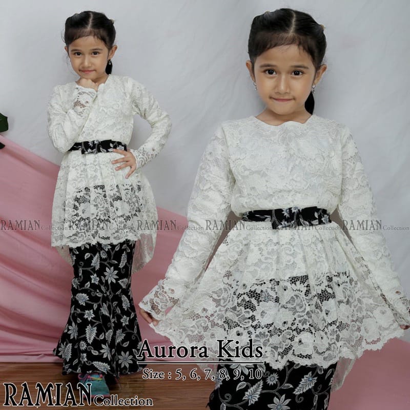 Permata Olshop / Setelan Kebaya Anak Aurora Brukat / Kebaya Anak Modern / Kebaya Kartini / Kebaya Pesta