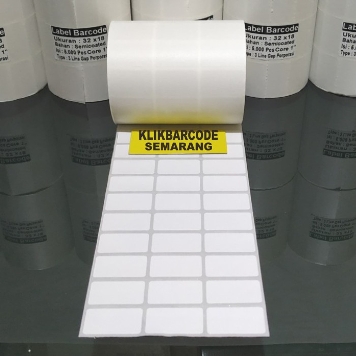 

LABEL BARCODE SEMICOATED 32 X 18 3 LINE GAP CORE 1" ISI 5.000 PCS TOP - Putih FI