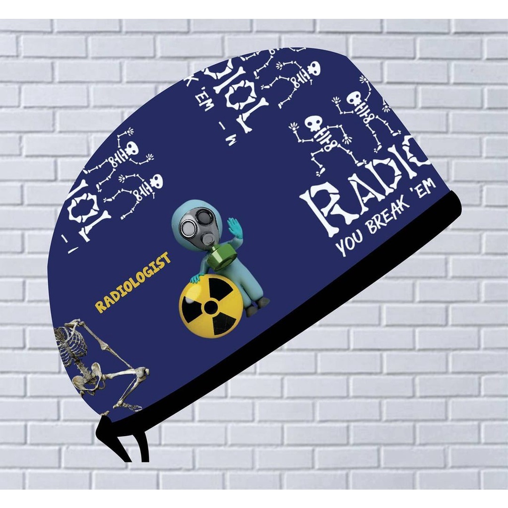 Head Cap /Topi Medis / Scrub Hat Motif Radiology / Radiologist