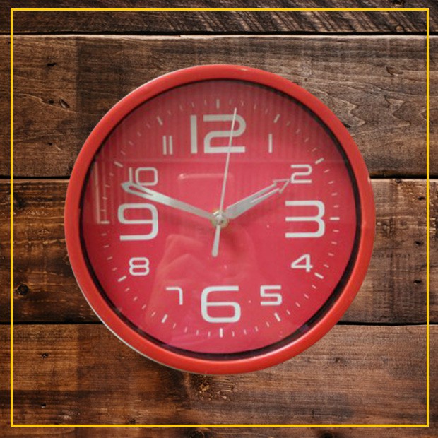 Jam Dinding Tempel Wall Clock Polos Warna Murah 2001 (MERAH) Dekorasi Dingding Tempel Tembok