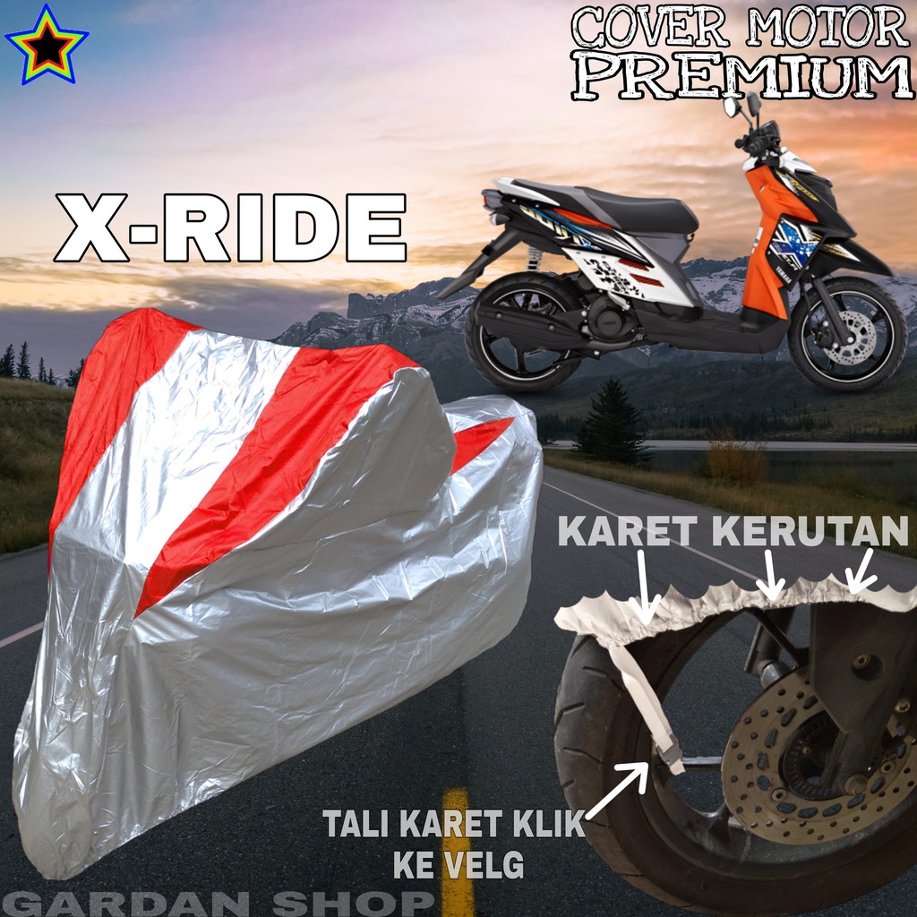 Sarung Motor XRIDE Silver MERAH Body Cover Penutup Motor Xride PREMIUM