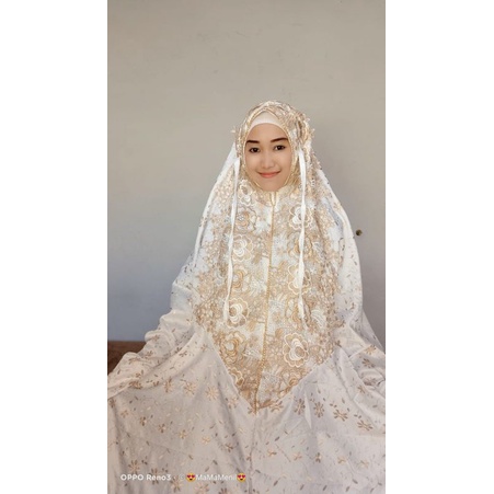 Mukena Mukenah Mewah Sutra Jepang Swarozki Bordir Cantik Jumbo