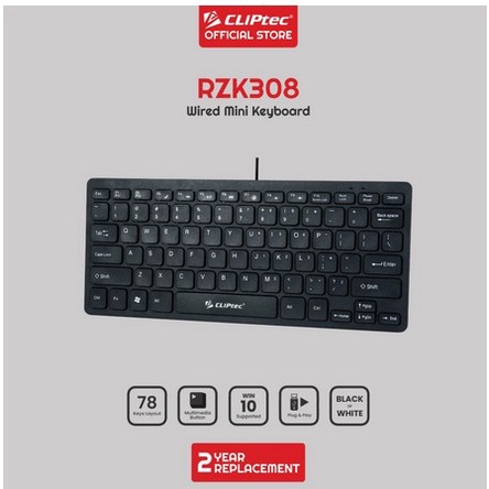 Keyboard Mini macbook laptop pc Multimedia Wired CLIPtec RZK308 RZK 308 RZK-308 original garansi 2 tahun Mulmed