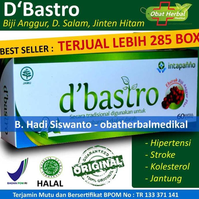 Obat Herbal Jantung, Stroke, Kolesterol, Hipertensi D'Bastro 60 Kpasul
