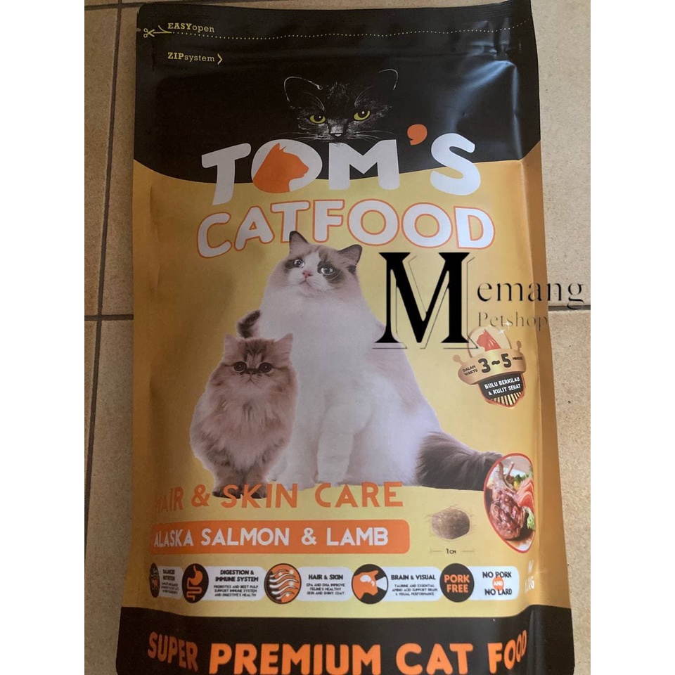 Tom's Cat All Stages Hair Skin 1.2Kg Makanan Kucing Tom Semua Umur