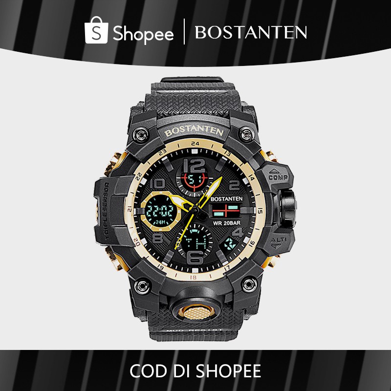 JAM TANGAN BOSTANTEN PRIA DIGITAL 2052 WATER RESISTANT 50M JAM DESAIN A2E1 DEWASA BERKUALITAS MURAH