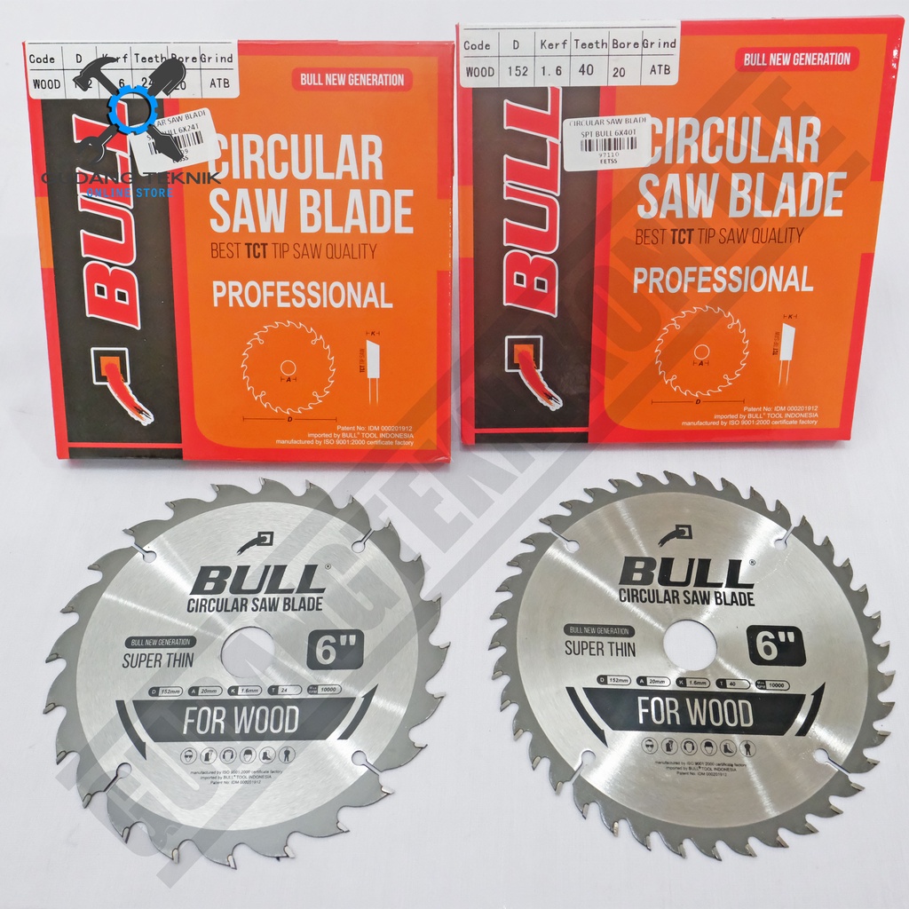 Mata Pisau Kayu Circular Saw BULL 6&quot; 24T 40T - Mata Gergaji Circle 6 Inch 24T 40T - Circular Saw Blade