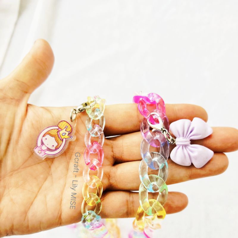 tali masker rantai akrilik pipih kecil - pelangi