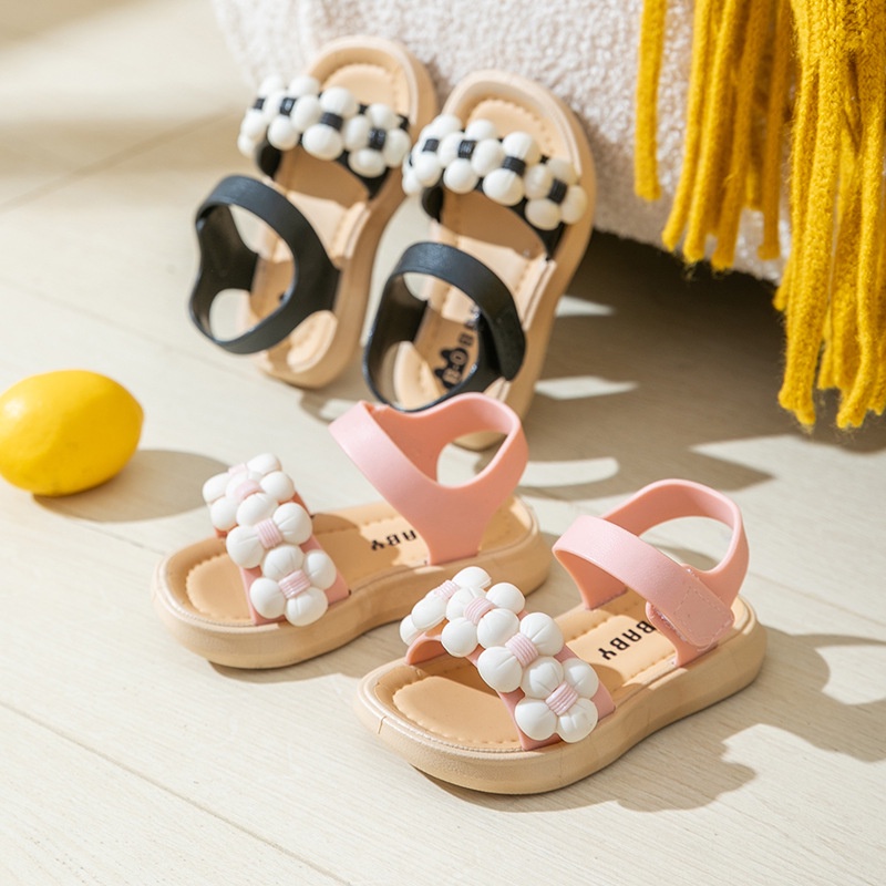 [Tokobig] Pompom Sandal Anak Perempuan Import Sandal Bayi Perempuan Ukuran 20-30 Usia 1-5 Tahun TOP PRODUK - live pagi siang malam