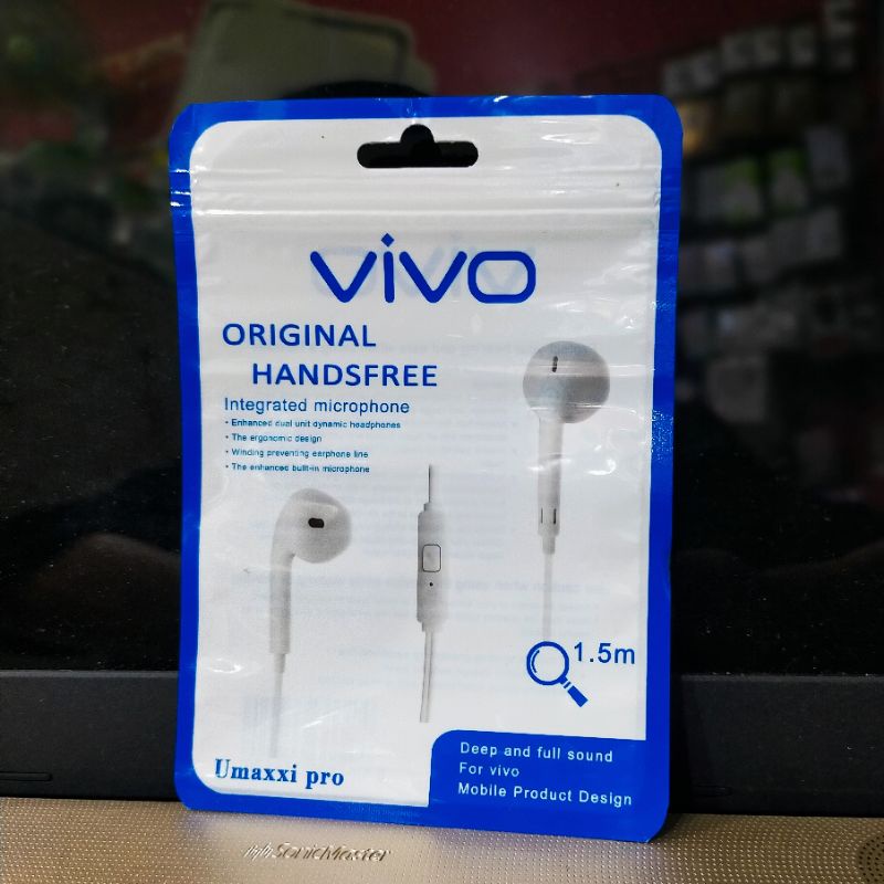 Earphone vivo Premium Quality Bass Stereo Headset vivo V9 V11 Y15 Y19 Y20 Y20S Y30 (New Pack)