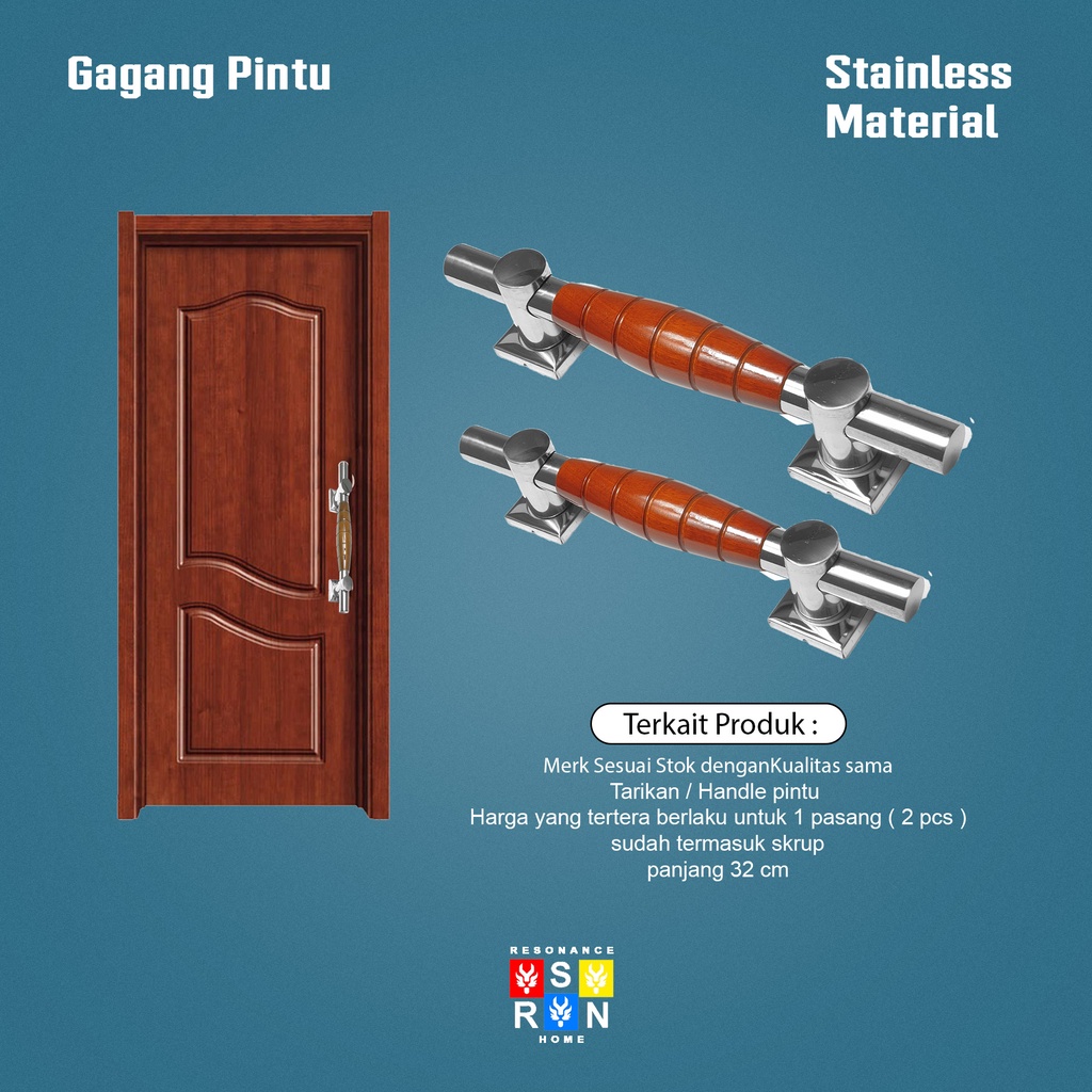 Pull Handle Pintu Rumah / Gagang Tarikan Pintu 33 cm Bulat Tebal Netral Resonance Home