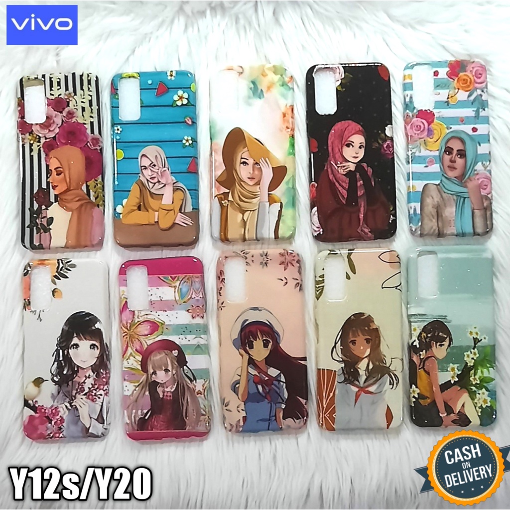 Case Hp Vivo Y12S/Y20 Softcase Glossy Motif Full Samping Korean &amp; Hijab