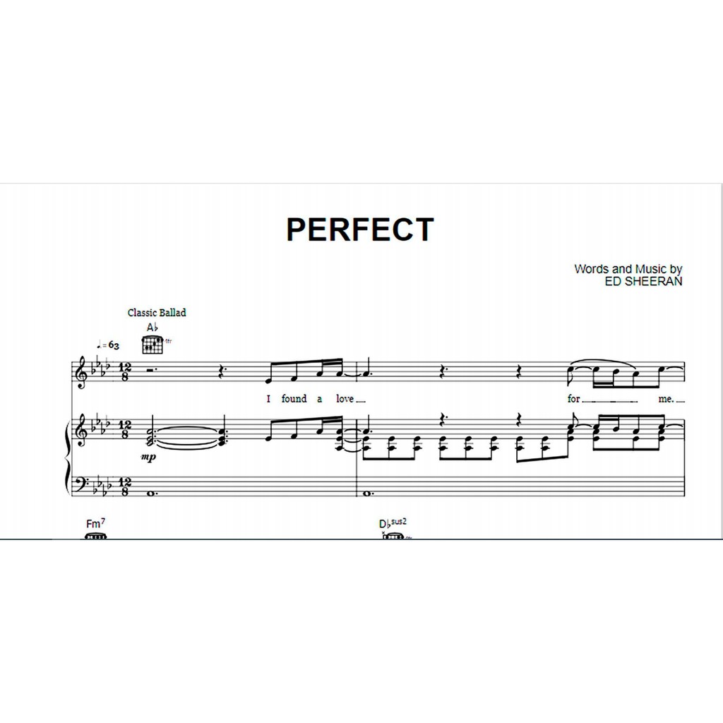 lagu "Perfect (Ed Sheeran)"/ music sheet/ musik piano, keyboard dan gitar/ sheet music