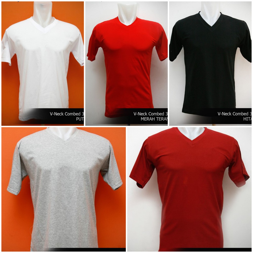 Vneck UNISEX Kaos Baju Polos Leher V Neck Distro Tshirt Oblong Cowok