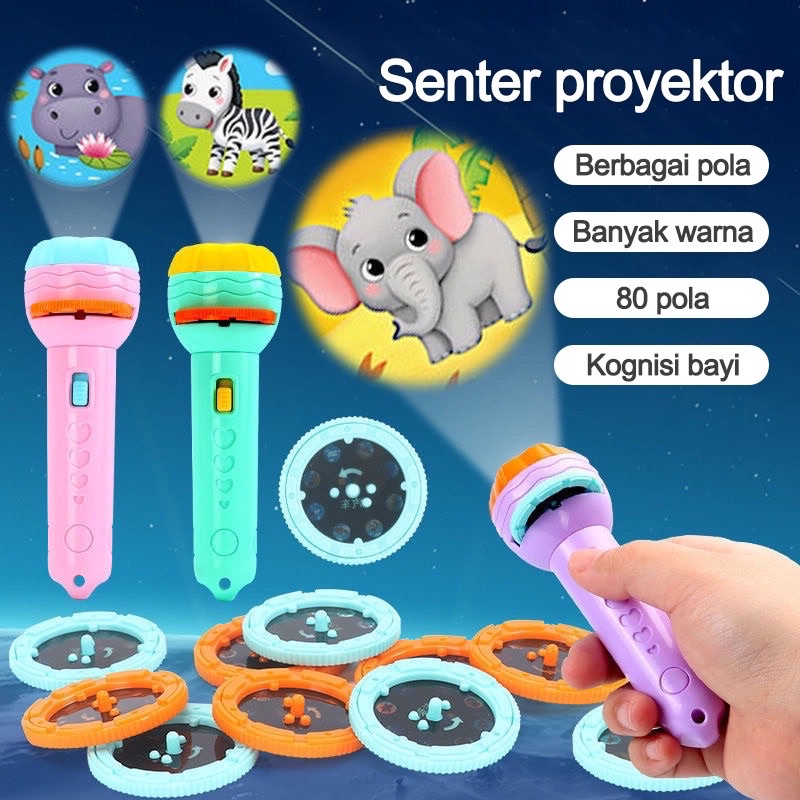 Mainan anak 2 in 1 Projection and Flash light/Senter Mainan