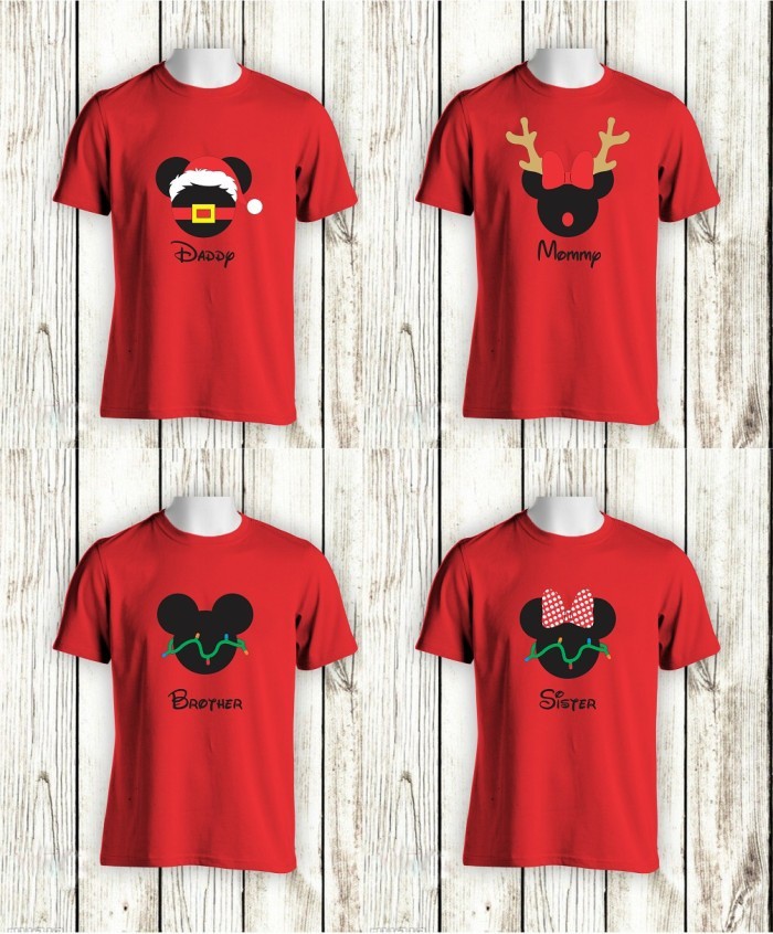 KAOS TSHIRT BAJU NATAL MICKEY MOUSE CHRISTMAS KAOS NATAL FAMILY KATUN COMBED 30S