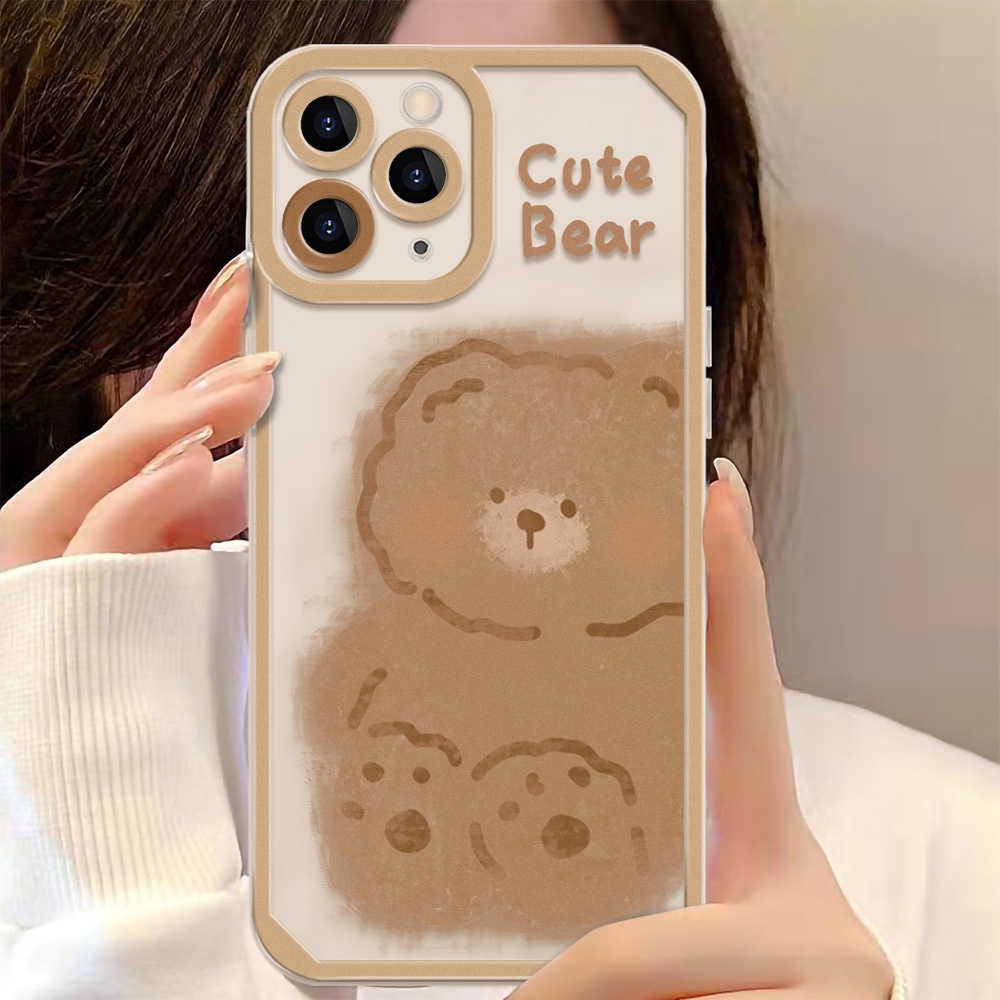 Soft Case Bahan Silikon TPU Transparan Motif Kartun Beruang Untuk iPhone 13 12 11 Pro MAX XS MAX XR X 7 8 Plus SE 2020