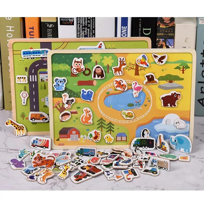 Puzzle Magnet Besar Premium Wooden Puzzle Anak Puzzle Kayu Mainan kayu Wooden Toys