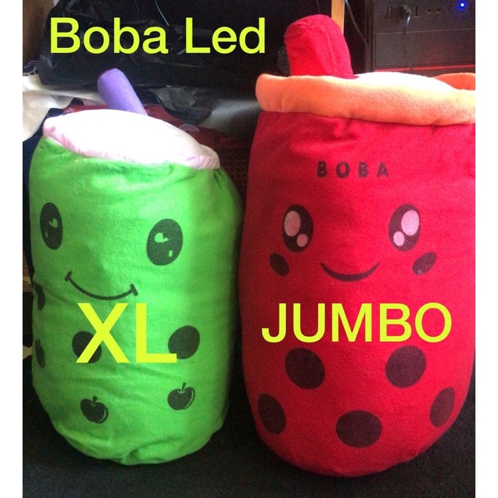 [3000gr] H261 | [Ada Led] Bantal BobaJumbo | Boba Led | Boneka karakter dan fruit tea / Ukuran Besar Isi Silicone