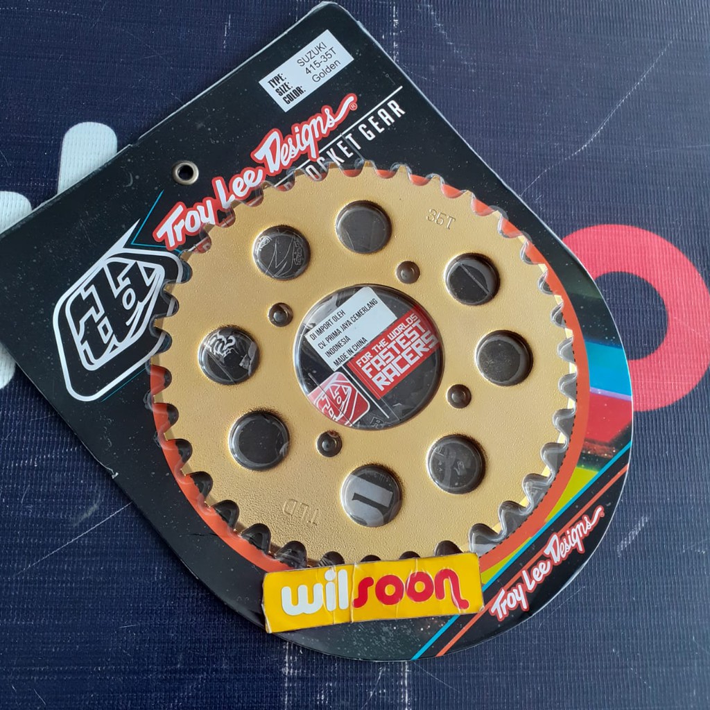 Gear Belakang / Rear Sprocket Suzuki Smash / Satria FU 150 / Rider 150 Troy Lee Designs 415-35T Gold-1