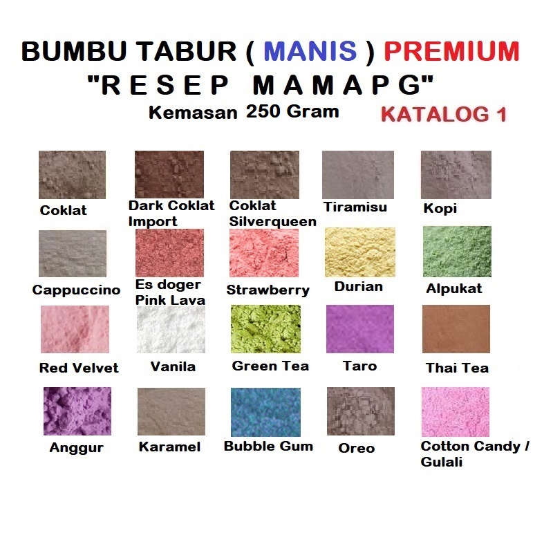 

250 gram Bumbu Tabur Manis Premium Keripik Pisang Singkong Coklat Alpukat Matcha Tiramisu Red Velvet