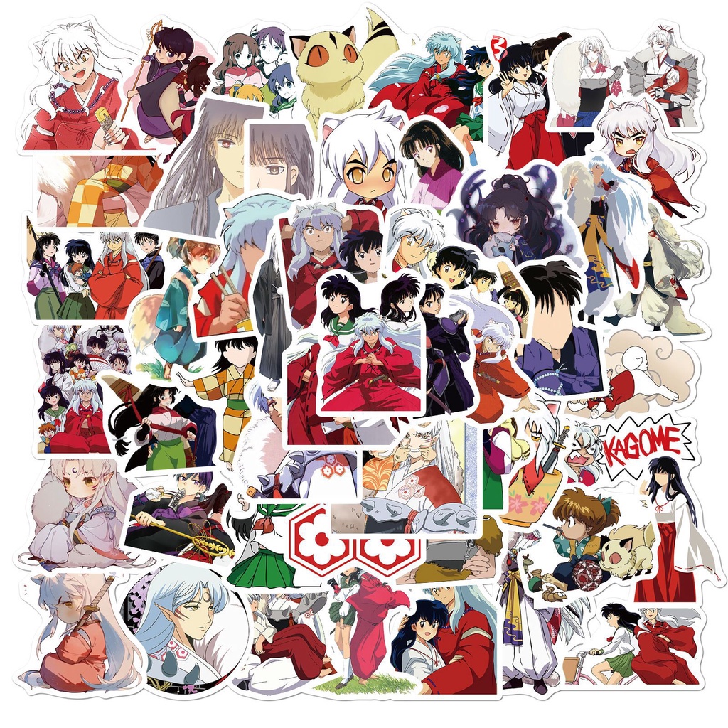 50pcs Stiker Graffiti Inuyasha Anti Air Untuk Skateboard / Laptop