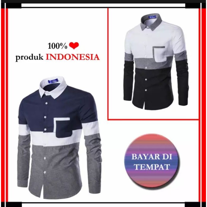 KEMEJA PRIA LENGAN PNJANG CASPER 2 Warna