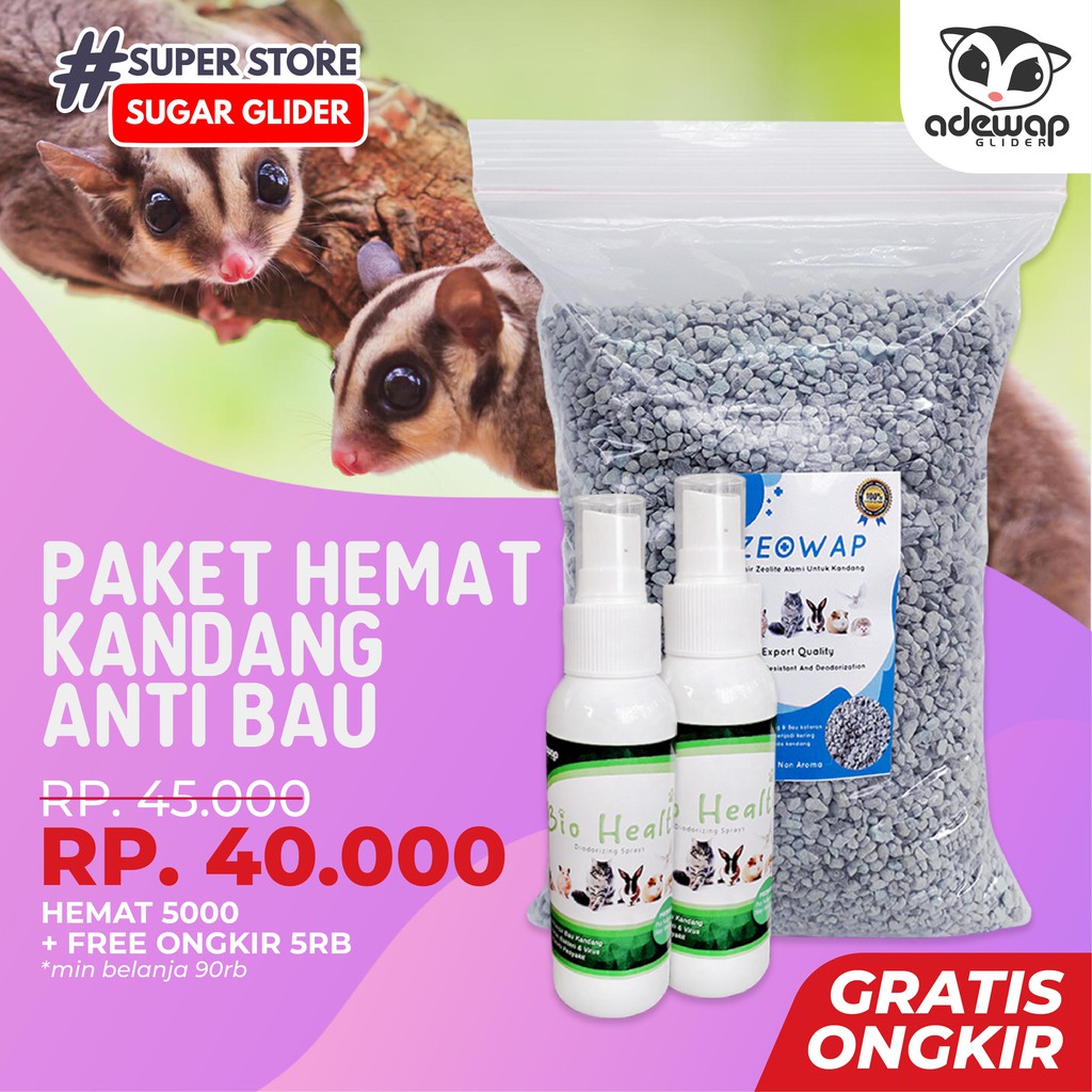 ADEWAP GLIDER Paket Hemat Perawatan Kebersihan Kandang Hewan Peliharaan Sugar Glider