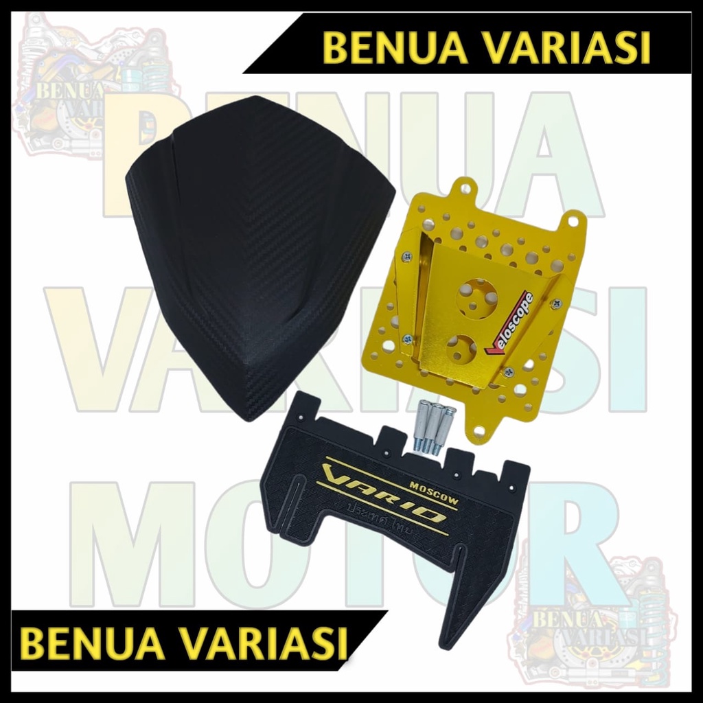 (PROMO TAHUNAN TERBARU 2022) PAKET COVER RADIATOR VARIO MODEL AIRSCOP+VISOR VARIO FULL CARBON+MUDFLA