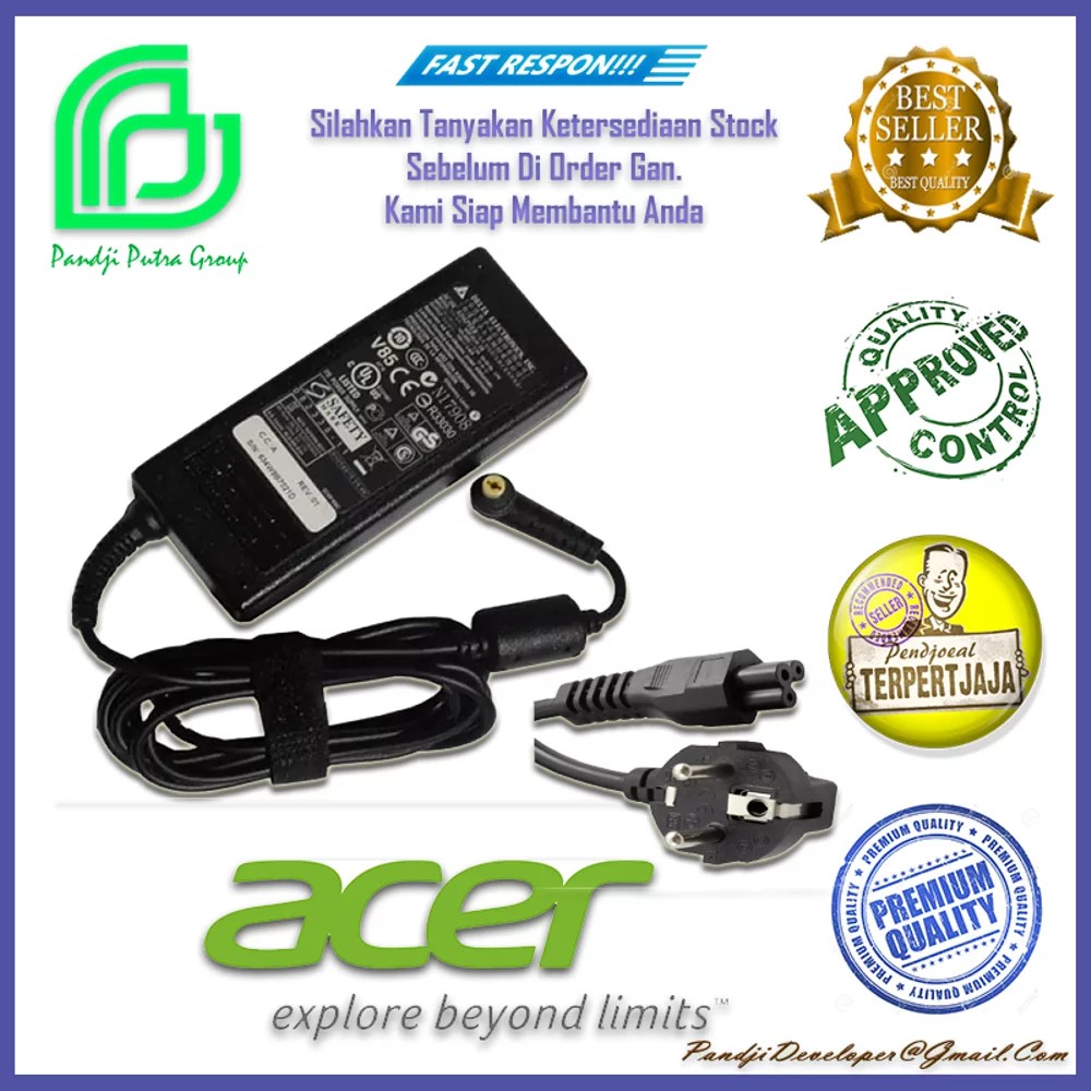 [PREMIUM] Adaptor Charger Cas Acer Aspire 100 - 240V 50 - 60Hz 19V 3.42A 5.5mm X 1.7mm