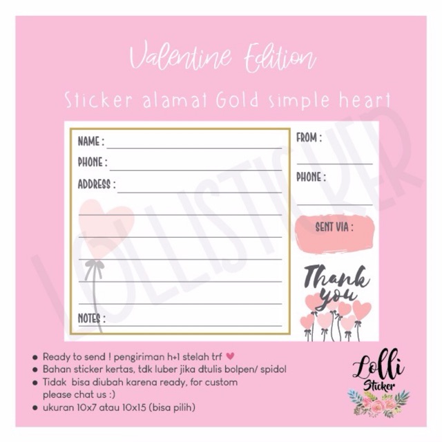 

Sticker alamat gold simple heart