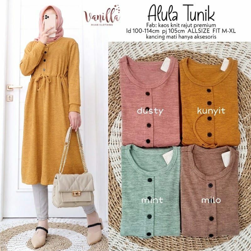 Alula Tunik - Tunik Kaos Rajut Premium LD100+ Melar / R.14 - 473