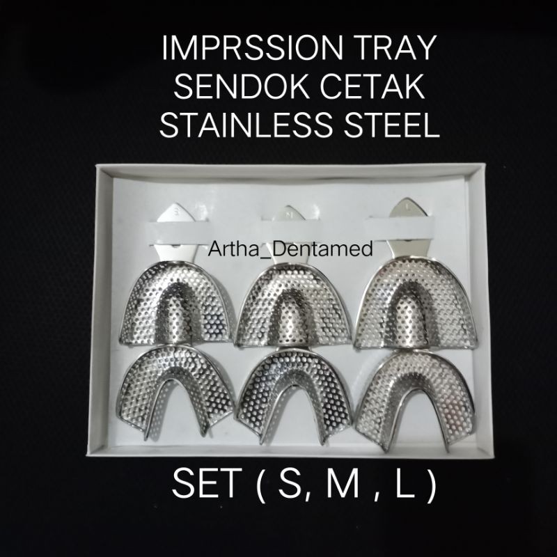 Impression tray stainless set / sendok cetak stainless set