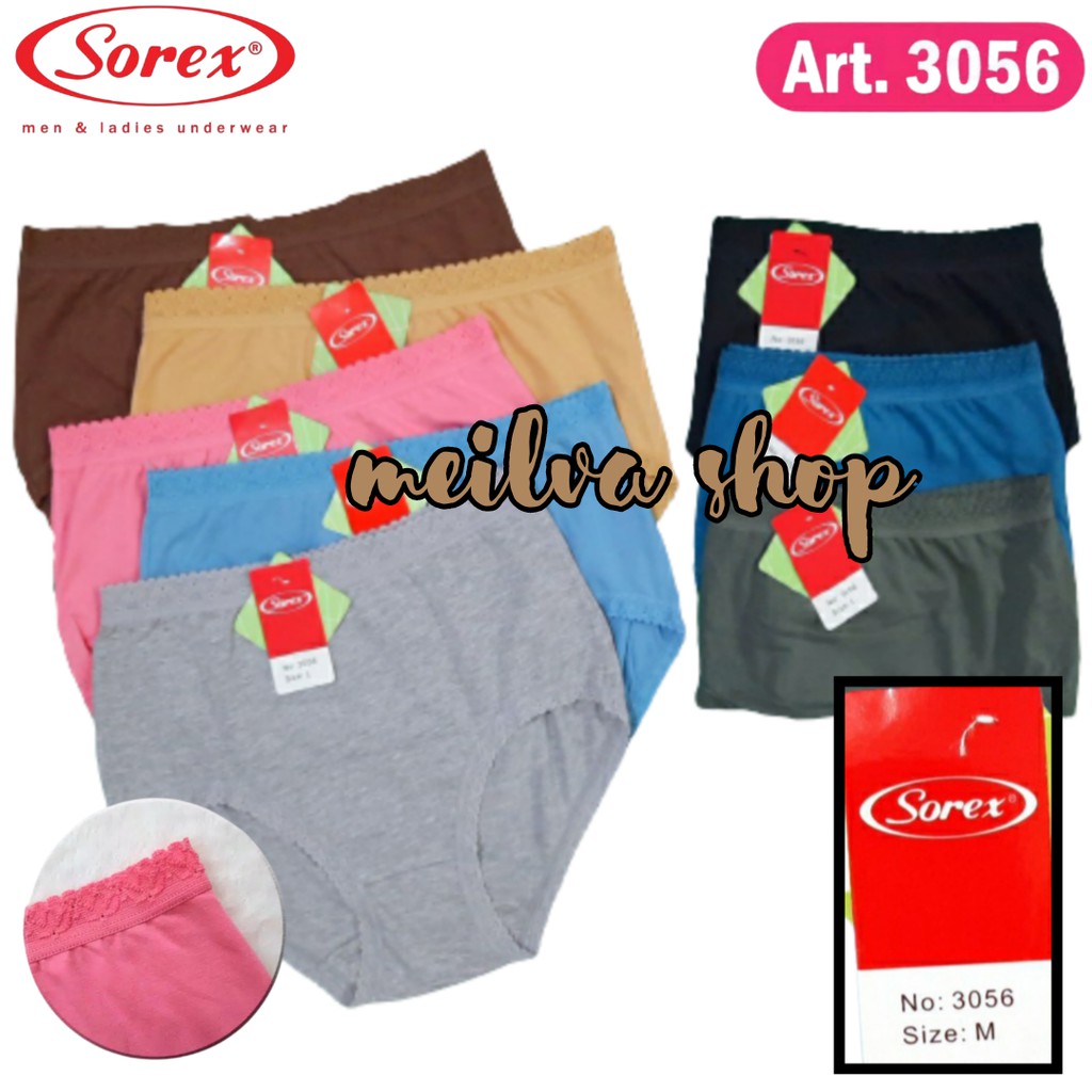 [1 Pcs] CD Sorex 3056 | Celana Dalam Wanita Dewasa - Sorex Semi Renda Katun - Meilva Shop