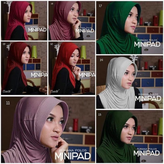 Hijab instan polos RUMANA model kerut samping kiri kanan