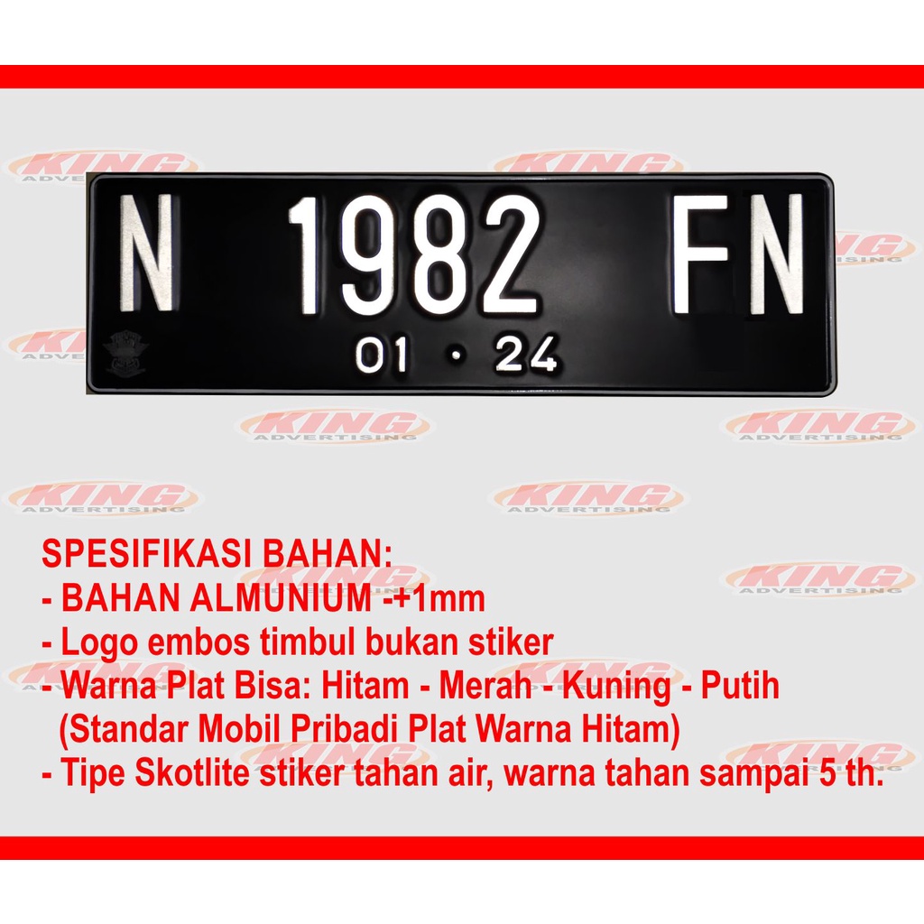 PLAT NOMOR MOBIL STANDAR