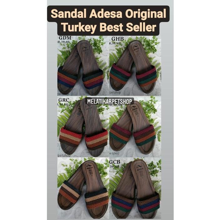 [KODE PRODUK M8JFM6778] Sandal Wanita Kekinian Adesa Original Turki BEST SELLER Motif GARIS/PELANGI 