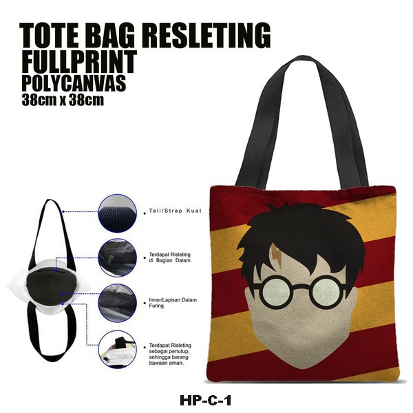 Tas / Tote Bag Polycanvas Full Print Resleting - Harry Potter Series.C