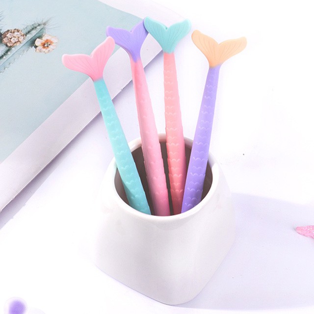 

Mermaid Tail Gel Ink Pen Pena Tinta Jel Warna Hitam Bulpen Plastik Pulpen 0.5 mm Ballpoint Silikon