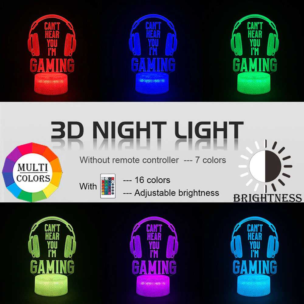 Lampu 3D RGB LED Transparan Design Night Light Game Zone LD321