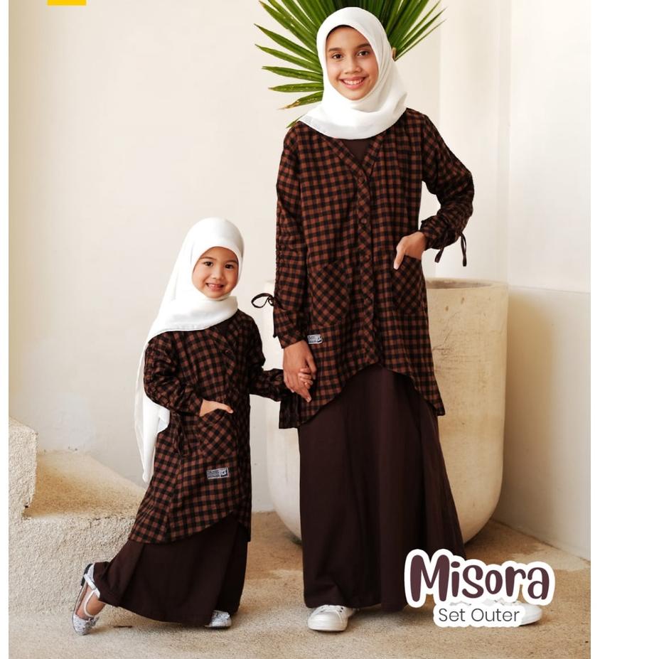Terbaru.. Gamis Baju Busana Muslim Anak Perempuan Misora Set Outer