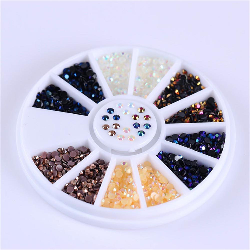 Top Nail Rhinestones Kuku Kecantikan Warna-Warni Diy Tips Glitters In Wheel